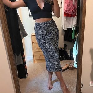 Black and White Midi Skirt